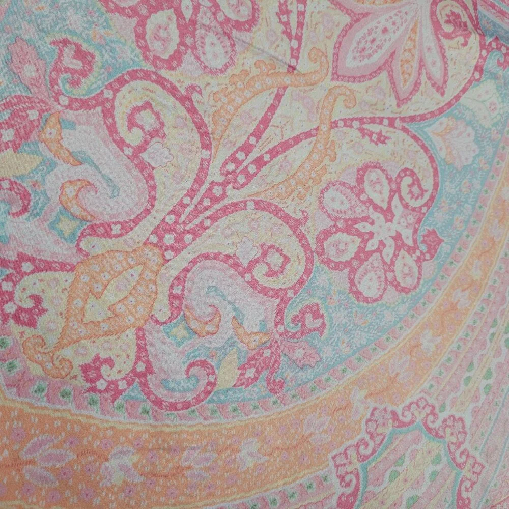 Ralph Lauren Maxi Slip Dress Nightgown Paisley Pink Adjustable Straps Sexy Slits